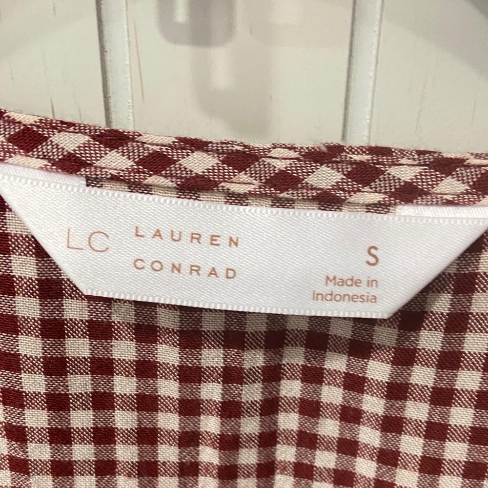 LC Lauren Conrad Checkered Ruffle Blouse - Red - Picture 2 of 3